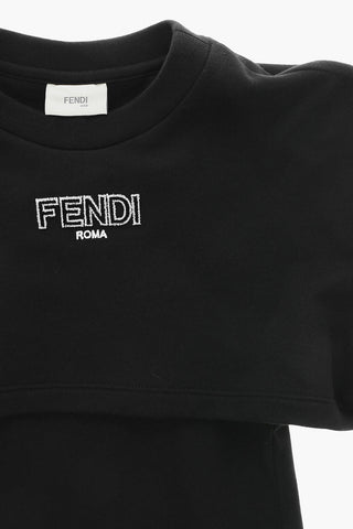 Vestito a Tinta Unita con Logo in Rilievo 