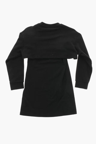 Vestito a Tinta Unita con Logo in Rilievo 