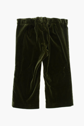 Solid Velour Trousers with Branded Button