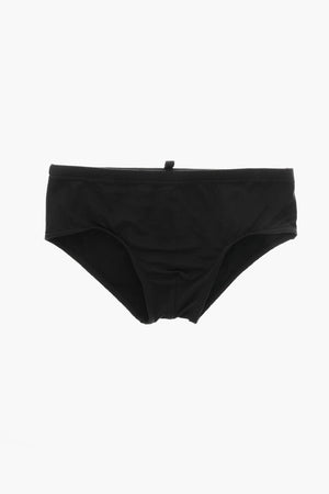 ICON Costume da Bagno Slip in Tinta Unita con Stampa a Contrasto