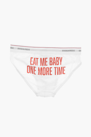 Stretch Cotton Briefs with Contrast Print