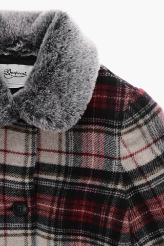 Wool-Blend Plaid Coat GIGLIOLA with Faux-Fur Detail