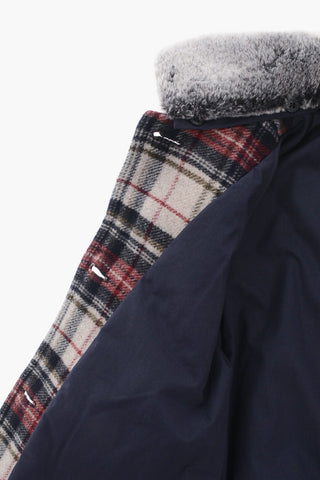 Wool-Blend Plaid Coat GIGLIOLA with Faux-Fur Detail