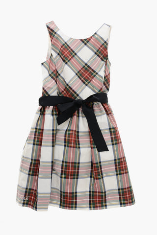 Vestito a Quadri Svasato con Cintura