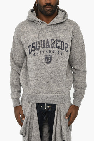 Asymmetrisches Kapuzen-Sweatshirt aus angerauter Baumwolle
