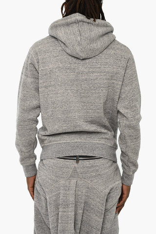 Asymmetrisches Kapuzen-Sweatshirt aus angerauter Baumwolle