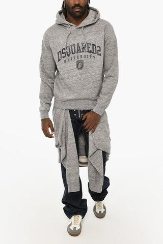Asymmetrisches Kapuzen-Sweatshirt aus angerauter Baumwolle