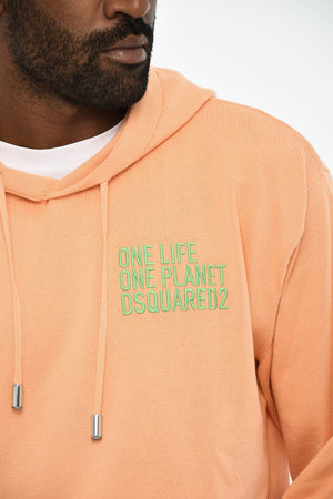 Hoodie aus Baumwolle mit seitlicher Stickerei