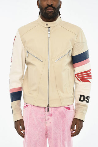 Hammered Leather Jacket with Perforated Details