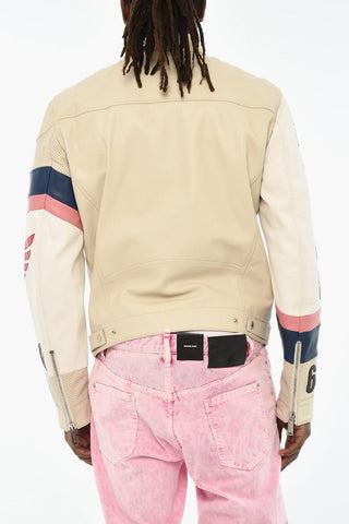 Hammered Leather Jacket with Perforated Details