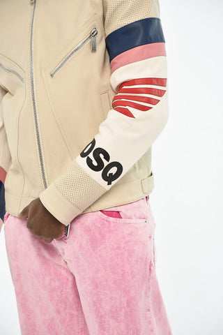 Hammered Leather Jacket with Perforated Details