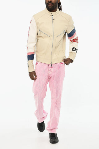 Hammered Leather Jacket with Perforated Details