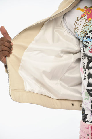 Hammered Leather Jacket with Perforated Details