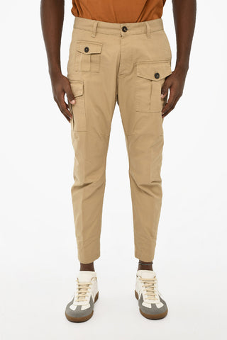 Cotton Cargo Pants with Contrasting Buttons