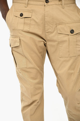 Cotton Cargo Pants with Contrasting Buttons