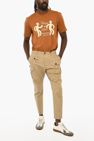 Cotton Cargo Pants with Contrasting Buttons