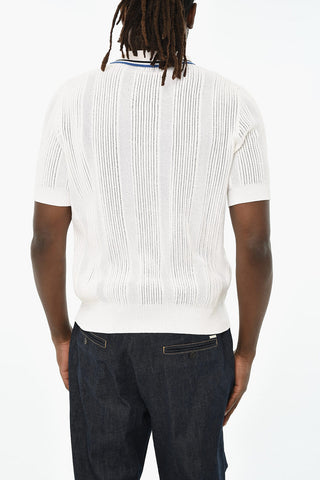 Perforated Knit with Polo Collar