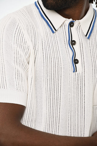 Perforated Knit with Polo Collar