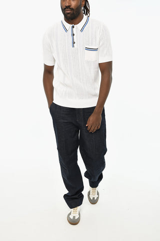 Perforated Knit with Polo Collar