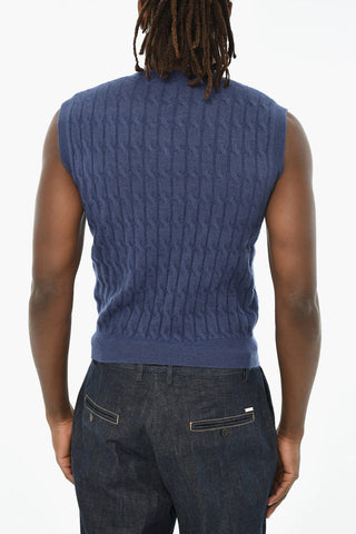 Cable Knit Sleeveless V-Neck Sweater