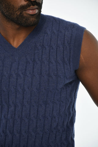 Cable Knit Sleeveless V-Neck Sweater