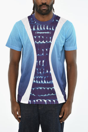 Rundhals-T-Shirt CIGARETTE FIT Perforiert Mit Verblassten Details