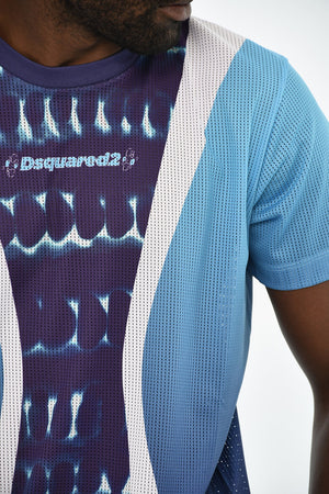 Rundhals-T-Shirt CIGARETTE FIT Perforiert Mit Verblassten Details