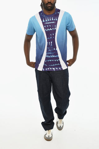 Rundhals-T-Shirt CIGARETTE FIT Perforiert Mit Verblassten Details