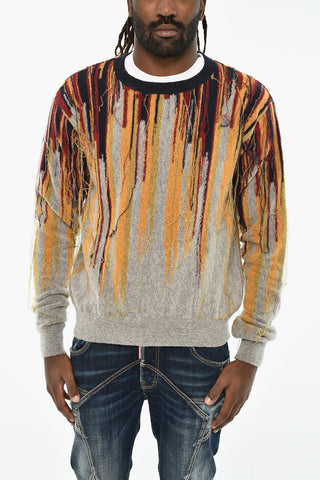 Virgin Wool and Nylon Crewneck Sweater with Vintage Effect