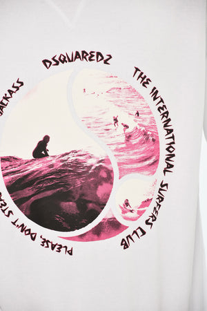 Brushed Cotton Crewneck Sweatshirt with Front Print