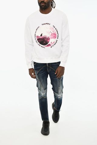 Sweatshirt mit Rundhalsausschnitt aus angerauter Baumwolle mit Frontprint