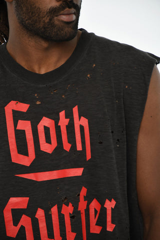 Ärmelloses T-Shirt mit Rundhalsausschnitt im Vintage-Effekt