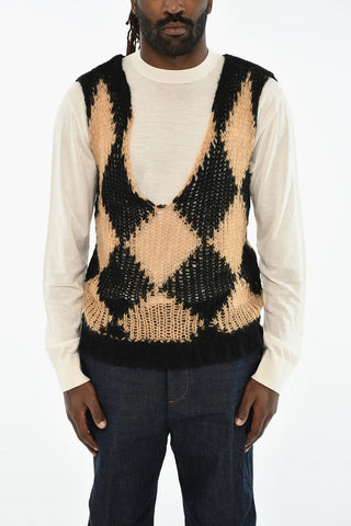 Two-Tone V-Neck Sleeveless Knit