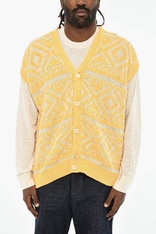 Vintage-Effect Cardigan with V-Neck