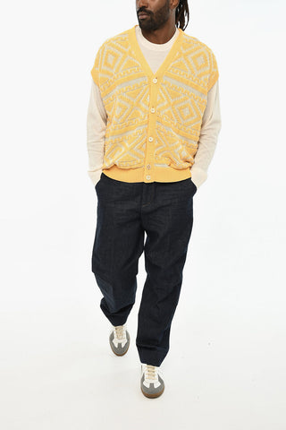 Vintage-Effect Cardigan with V-Neck