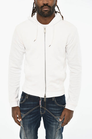 Felpa Hoodie in Cotone Felpato con Chiusura Zip