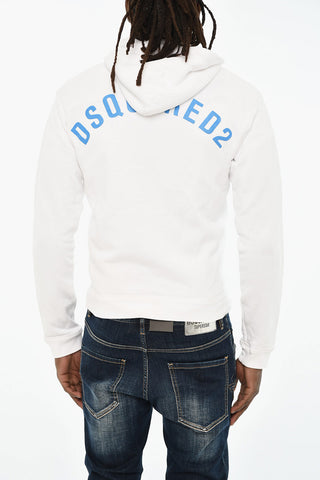 Felpa Hoodie in Cotone Felpato con Chiusura Zip