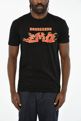 Baumwoll-T-Shirt mit Rundhalsausschnitt und Druck