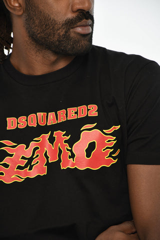 Baumwoll-T-Shirt mit Rundhalsausschnitt und Druck