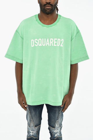 Short-Sleeve Crewneck Sweatshirt with Acid Wash Effect