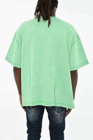 Short-Sleeve Crewneck Sweatshirt with Acid Wash Effect