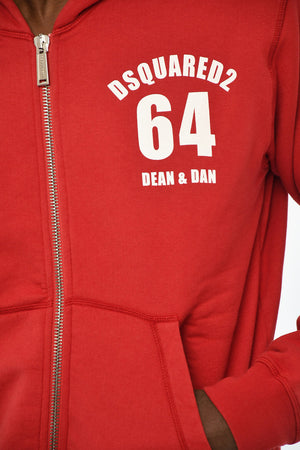 Felpa Hoodie in Cotone Felpato con Chiusura Zip