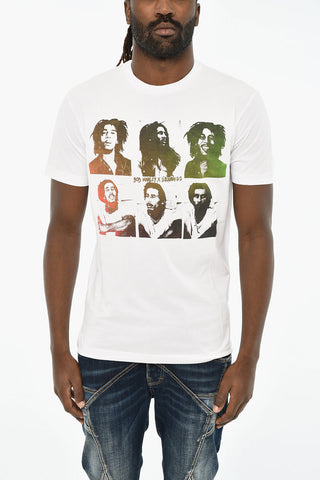Cotton Crewneck T-Shirt with Front Print