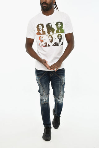 Cotton Crewneck T-Shirt with Front Print