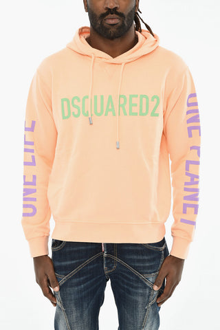 Felpa Hoodie in cotone con Logo a Contrasto