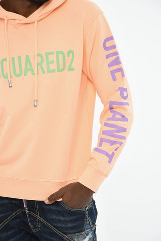 Felpa Hoodie in cotone con Logo a Contrasto