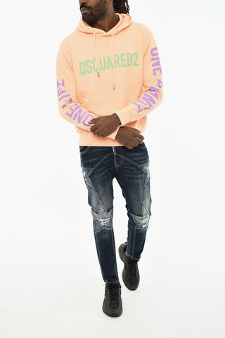 Felpa Hoodie in cotone con Logo a Contrasto