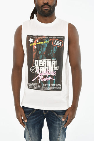 Ärmelloses T-Shirt mit Rundhalsausschnitt und Print