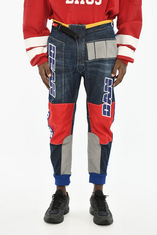 Jeans Regular Fit con Maxi Logo Laterale 14cm