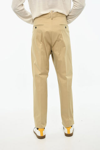 Cotton Gabardine Single-Pleat Trouser with Hidden Buttoning